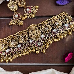 Premium Mayil Lakshmi High Neck Choker-Gold Bead-G14151