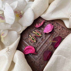 Vriksham Traditional Kundan Diya Jadau Press Bugadi-Red Green & White-J3945