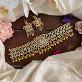 Designer White AD Stone High Neck Choker-Gold Bead-G14152