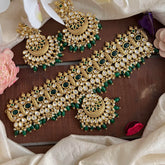 Designer AD Stone High Neck Choker-Green Bead-G14153