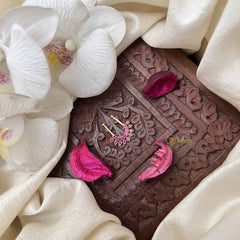 Vriksham Elegant Half Circle Leaf Septum Ring-Red-G21127