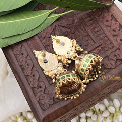Vriksham Antique Peacock 1 gm gold Jhumka-G17069