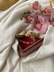 Premium Gold Look Alike Multicolour AD Stone Bangle Set - Floral -G11835