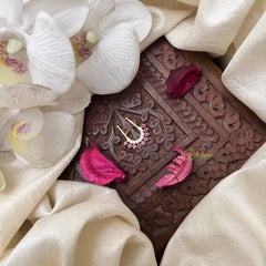 Vriksham Elegant Half Circle Leaf Septum Ring-Red White-G21128