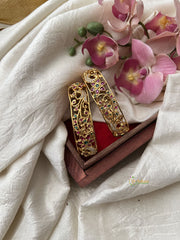 Premium Gold Look Alike Floral Mayil AD Stone Bangle Set -G11837