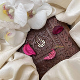 Vriksham Elegant Half Circle Leaf Septum Ring-White-G21131