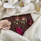 Vriksham Elegant Phool Mahal Jadau Press Bugadi-Red Green & White-Pearl-J3560