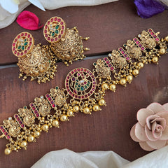 Premium Peacock High Neck Choker-Gold Bead-G14155