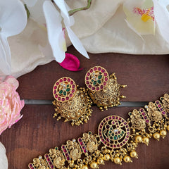 Premium Peacock High Neck Choker-Gold Bead-G14155