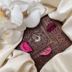 Vriksham Elegant Half Circle Leaf Septum Ring-Green White-G21129