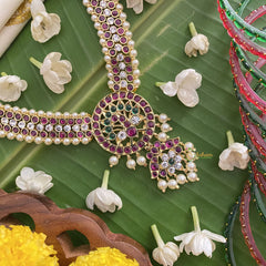 Vriksham Traditional Kemp Stone Short Neckpiece-Pearl-G17542