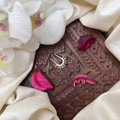 Vriksham Elegant Half Circle Leaf Septum Ring-Green White & Red-G21130