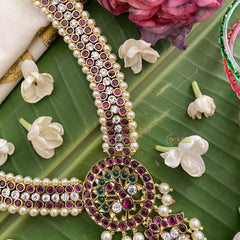 Vriksham Traditional Kemp Stone Short Neckpiece-Pearl-G17542