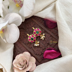 Vriksham Floral Charm Kundan Jadau Press Bugadi-Red Green-Pearl-J3533