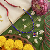 Vriksham Premium Kemp Pendant Short Neckpiece-Pearl-Blue-G17539