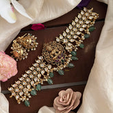 Premium Lakshmi High Neck Choker-Aqua Green Bead-Pearl-G14158