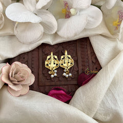 Vriksham Designer Dual Peacock Kundan Jadau Press Bugadi-Green Red-Pearl-J3543