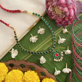 Vriksham Premium Kemp Pendant Short Neckpiece-Pearl-Green-G17540