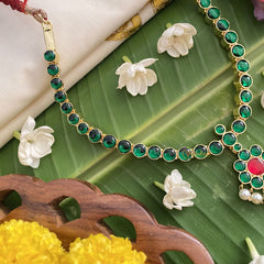 Vriksham Premium Kemp Pendant Short Neckpiece-Pearl-Green-G17540