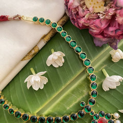 Vriksham Premium Kemp Pendant Short Neckpiece-Pearl-Green-G17540