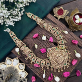 Vriksham Antique Gold Temple Style 1 gm Gold Haram-Gold Bead-G18753