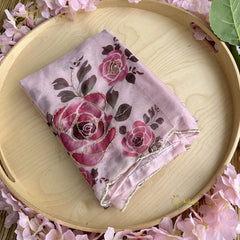 Baby Pink Organza Saree with Golden Embroidery - VS3721