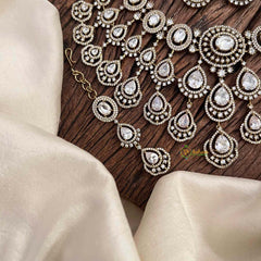 Vriksham Premium White Tear Drop With AD Stone Statement Choker Neckpiece-VV2018