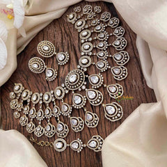 Vriksham Premium White Tear Drop With AD Stone Statement Choker Neckpiece-VV2018