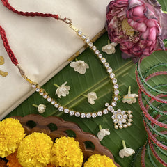 Vriksham Premium Kemp Pendant Short Neckpiece-Pearl-White-G17541