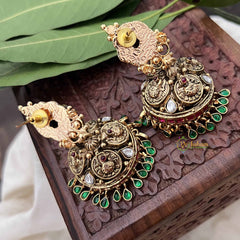 Vriksham  Elegant Peacock Motif  Style 1 gm Gold Peacock Jhumka-Red Square-Green Drop-G20353