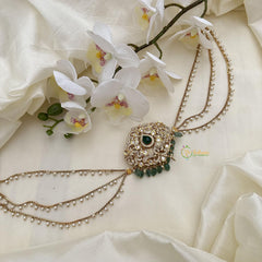 Elegant Victorian Diamond Jada Billai with Pearl Maatil-Green-G14812