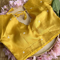 Yellow Organza Saree with Golden Embroidery - VS3724