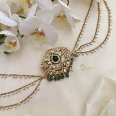 Elegant Victorian Diamond Jada Billai with Pearl Maatil-Green-G14812