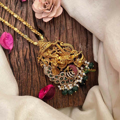 Vriksham Premium Peacock & Ganesh Ji Pendant Rope Chain Set Long Neckpiece-G21671