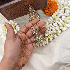 Vriksham Designer Peacock Style  1 gm Gold Peacock Jhumka-Green-G20351