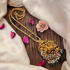 Vriksham Premium Peacock & Ganesh Ji Pendant Rope Chain Set Long Neckpiece-G21671