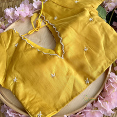 Yellow Organza Saree with Golden Embroidery - VS3724