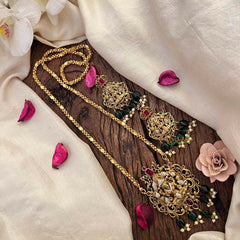 Vriksham Elegant Lotus Lakshmi Pendant Rope Chain Set Long Neckpiece-G21670