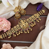 Gold Look Alike Lakshmi High Neck Choker-Gold Bead-G14163