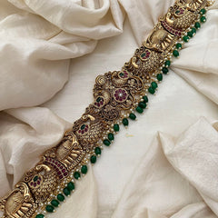 Premium Gold Alike Peacock Bridal Hip Chain-Green Bead-G13351