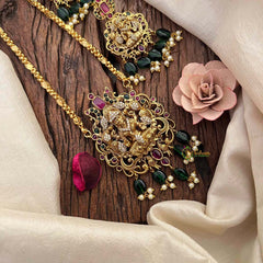 Vriksham Elegant Lotus Lakshmi Pendant Rope Chain Set Long Neckpiece-G21670