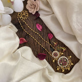 Vriksham Floral Pendant Chain-Golden Bead-Red Green-G15746