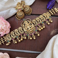 Gold Look Alike Lakshmi High Neck Choker-Gold Bead-G14163