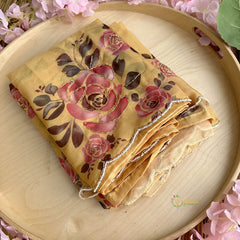 Yellow Organza Saree with Golden Embroidery - VS3724