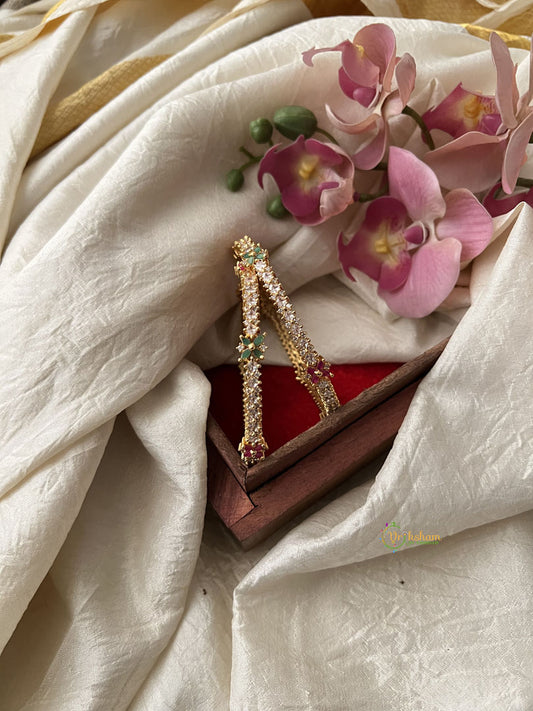 Gold Alike Antique Floral American Diamond Bangle Set - G12013
