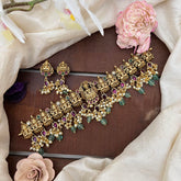 Premium Lakshmi High Neck Choker-Aqua Green Bead-Pearl-G14165