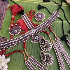 Vriksham Traditional Black Polish Kemp Bridal Set-G17581