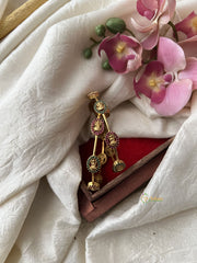 Antique Lakshmi Gold American Diamond Bangle Set - Red, Green - G12010