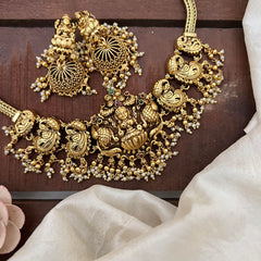 Antique Mayil Lakshmi Addigai-Gold Bead-Pearl-G14166