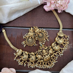 Antique Mayil Lakshmi Addigai-Gold Bead-Pearl-G14166